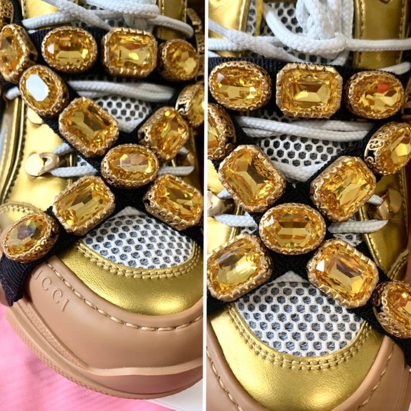Rare๐ฅGucci FLASHTREK Crystal Embellished Sneakers - Picture 10 of 16